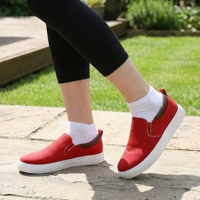 Women's breathable fabric slip-on sneakers by LondonLaneStore, stylish orthopedic shoes with comfortable casual design.