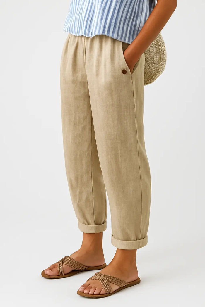Women's breathable fabric straight-leg pants from LondonLaneStore, featuring a comfortable casual fit and classic style.