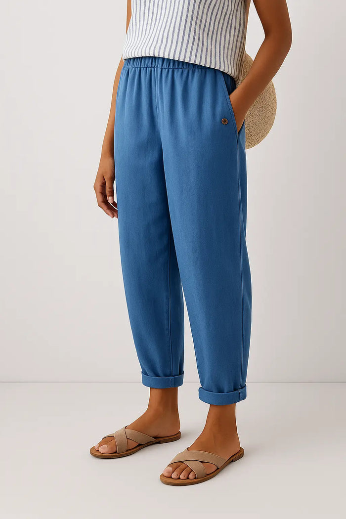 Women’s breathable fabric straight-leg pants by LondonLaneStore, showing comfortable casual trousers in a relaxed fit.