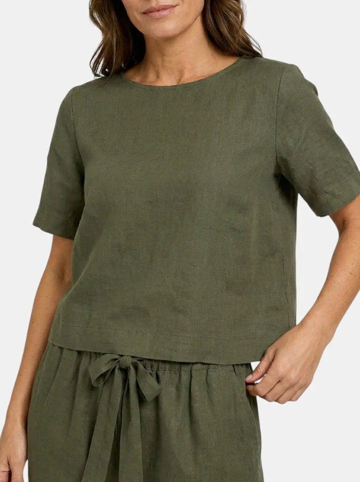 Women's Breathable Linen Loungewear Set | Relaxed Fit Crop Top and Tapered Trousers LondonLaneStore
