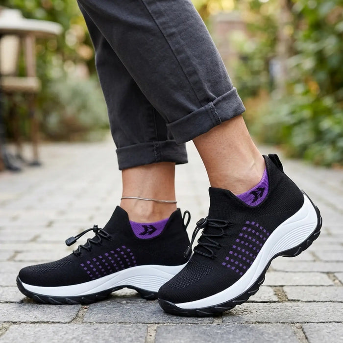 Women’s breathable synthetic sneakers by LondonLaneStore, slip-on walking shoes with arch support and comfortable design.