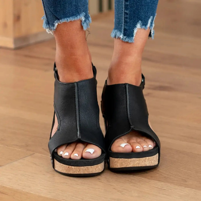Women’s breathable soft suede wedge sandals by LondonLaneStore, featuring orthopedic support and stylish summer design.