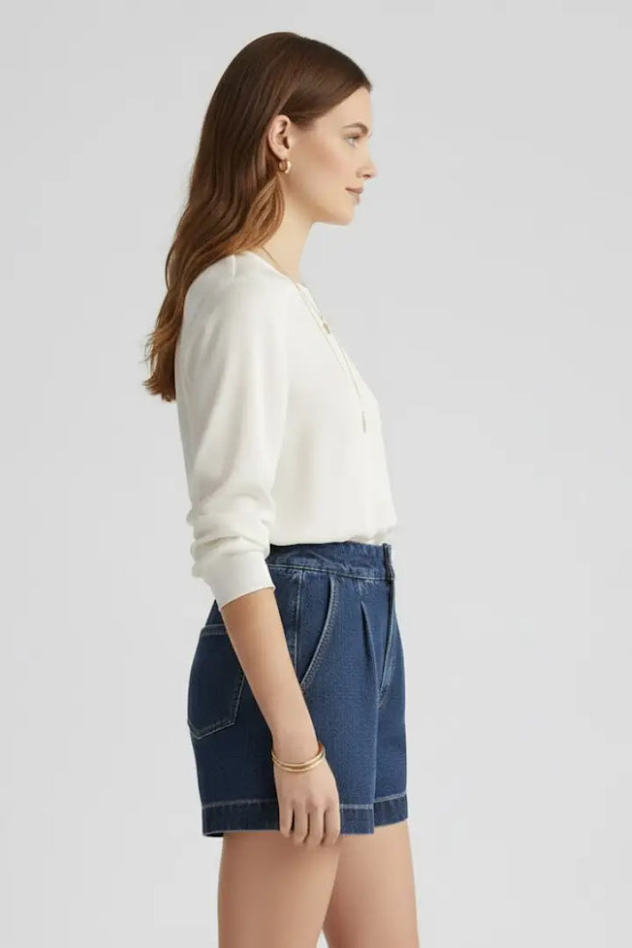Women's high-waisted cotton summer shorts by LondonLaneStore, featuring a relaxed fit and casual style.