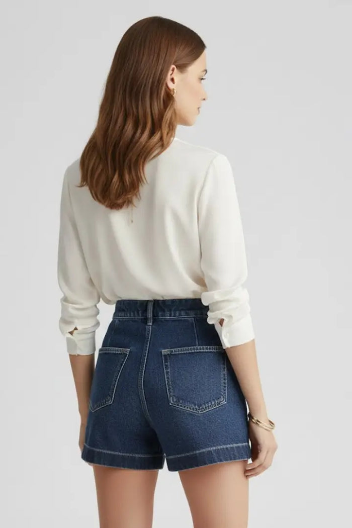 Stylish women's high-waisted summer shorts in cotton with a relaxed fit, casual design by LondonLaneStore.