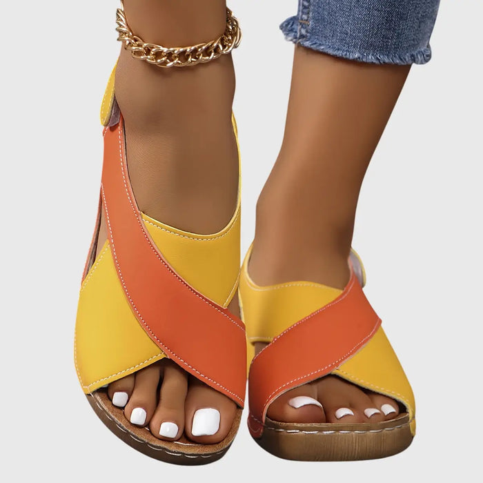 Women’s orthopedic synthetic sandals with elegant design and supportive sole, ideal for comfortable summer footwear.