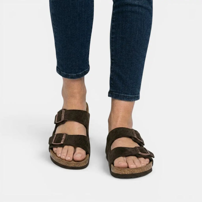 Women's cork footbed sandals by LondonLaneStore featuring open-toe design and orthopedic support for all-day comfort.