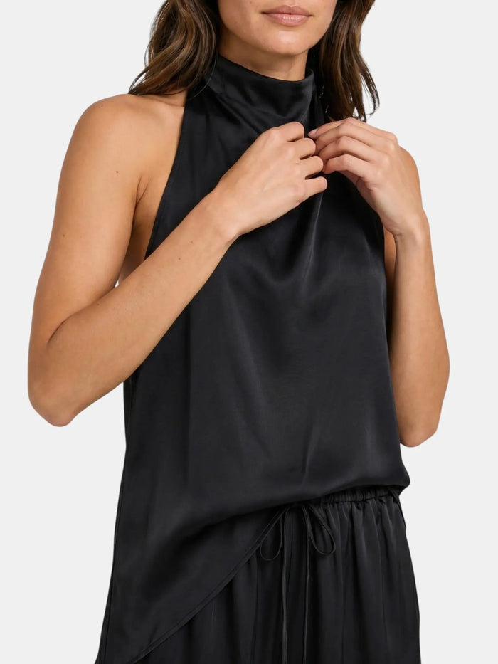 Women's Cotton Blend Co-Ord Set | Elegant Halter Neck Top and Wide Leg Trousers LondonLaneStore