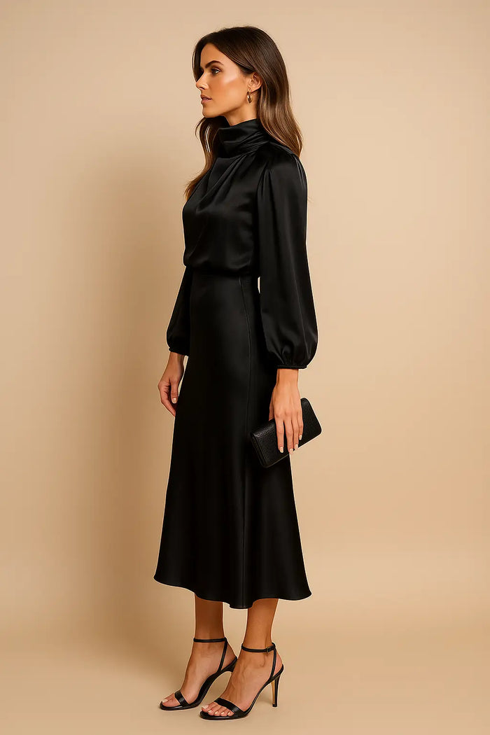 Women’s cotton blend midi dress with high neckline, sleeveless design, and elegant summer style by LondonLaneStore.