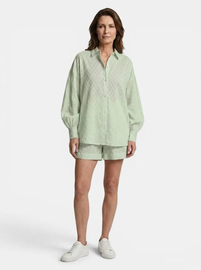 Women's cotton broderie stripe short set by LondonLaneStore, featuring a relaxed oversized summer outfit with a comfortable, stylish design.