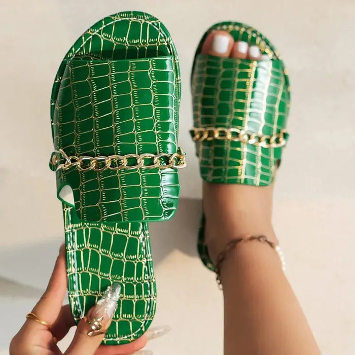Women’s croc-embossed sandals from LondonLaneStore featuring stylish design and comfortable summer footwear for women.