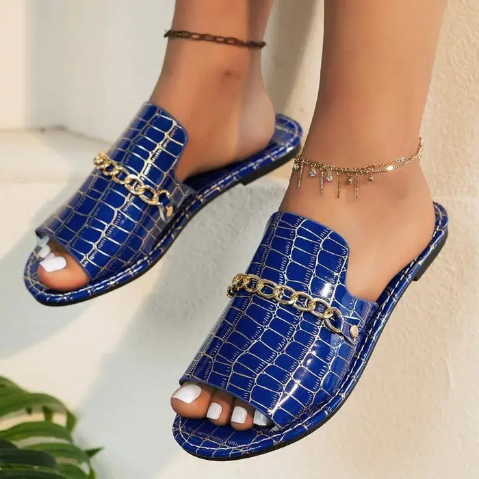 Women’s croc-embossed sandals from LondonLaneStore, stylish and comfortable summer footwear with textured leather look.