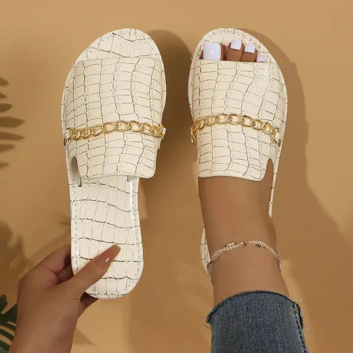 Women’s croc-embossed sandals from LondonLaneStore, elegant and comfortable summer footwear with textured leather appearance.