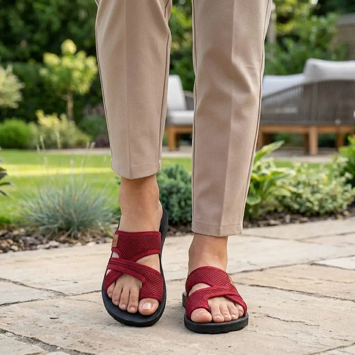Women's cushioned orthopedic sandals by LondonLaneStore showing supportive, stylish summer footwear with cushioned insoles and open-toe design.
