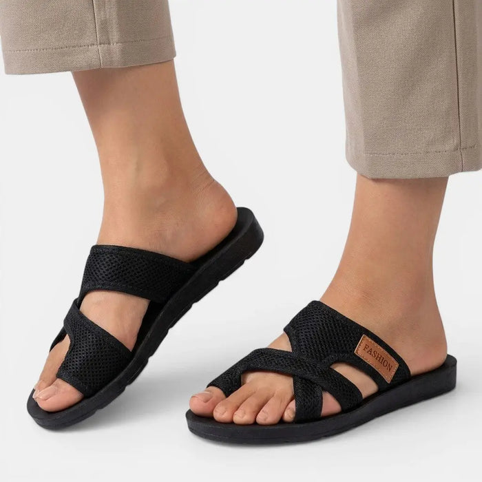 Women's cushioned orthopedic sandals with supportive soles, stylish design, perfect for summer comfort and everyday wear.