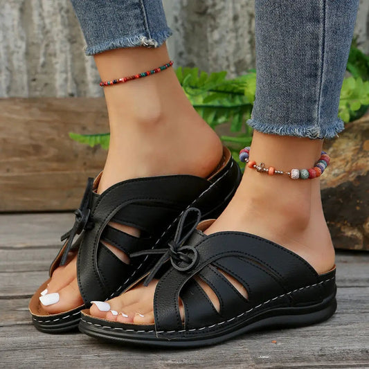 Women's cushioned sandals by LondonLaneStore featuring breathable, minimalist design perfect for elegant summer footwear.