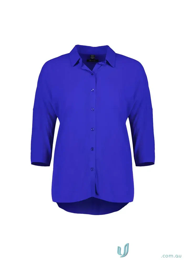 Royal blue womens Dahlia 3Q sleeve blouse RB366LT perfect for a chic look