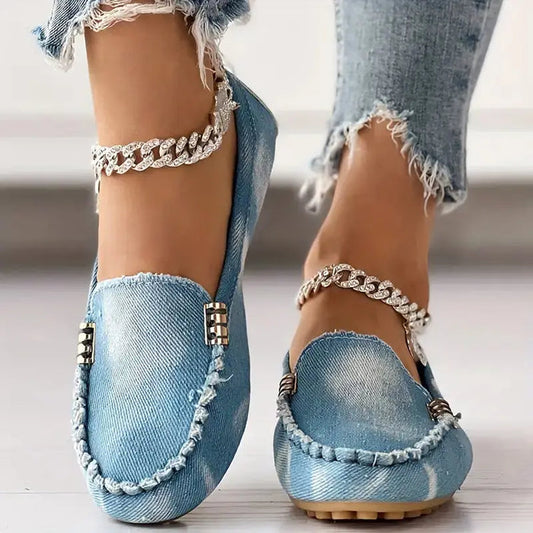 Women's denim-inspired orthopedic casual shoes by LondonLaneStore, featuring a relaxed, comfortable design for everyday wear.