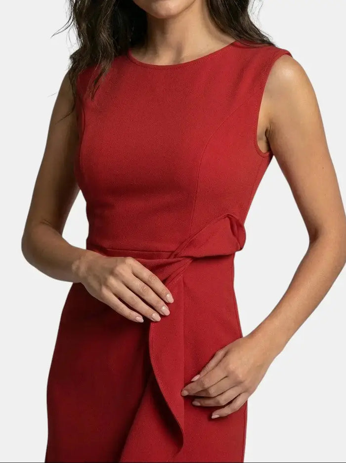 Elegant women's asymmetric midi dress by LondonLaneStore featuring a sleek sleeveless design, perfect for special occasions.