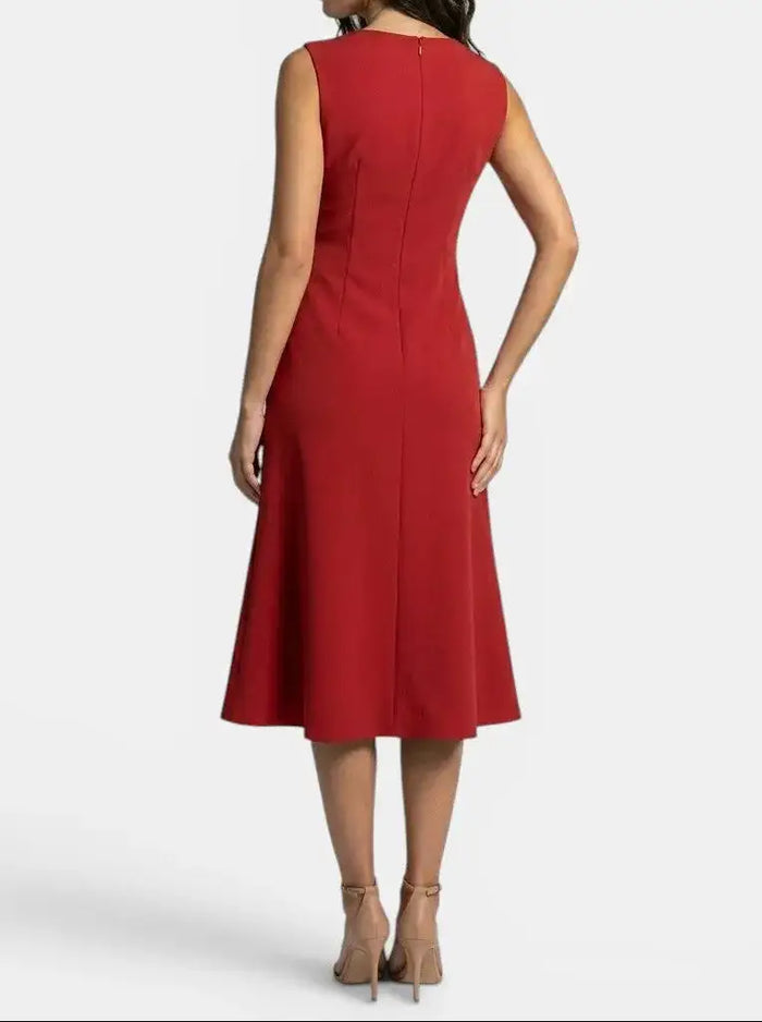 Women's elegant asymmetric midi dress by LondonLaneStore featuring a sleek sleeveless cocktail gown for special occasions.