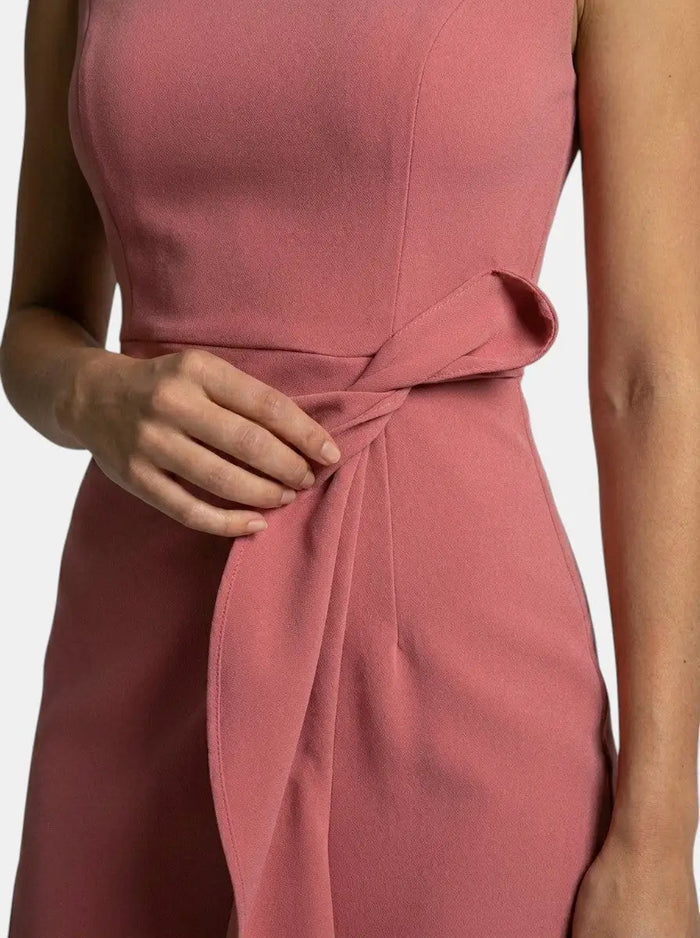 Women's elegant asymmetric midi dress by LondonLaneStore, sleek sleeveless cocktail gown perfect for special occasions.
