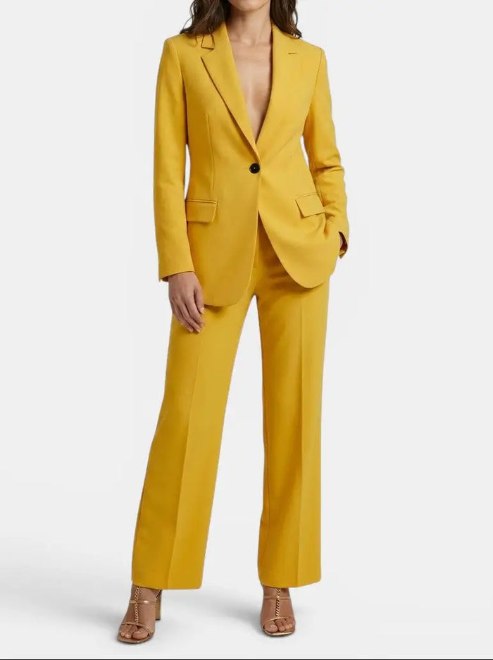 Elegant women's blazer and wide-leg trousers from LondonLaneStore, tailored all-season pant suit for a sophisticated look.