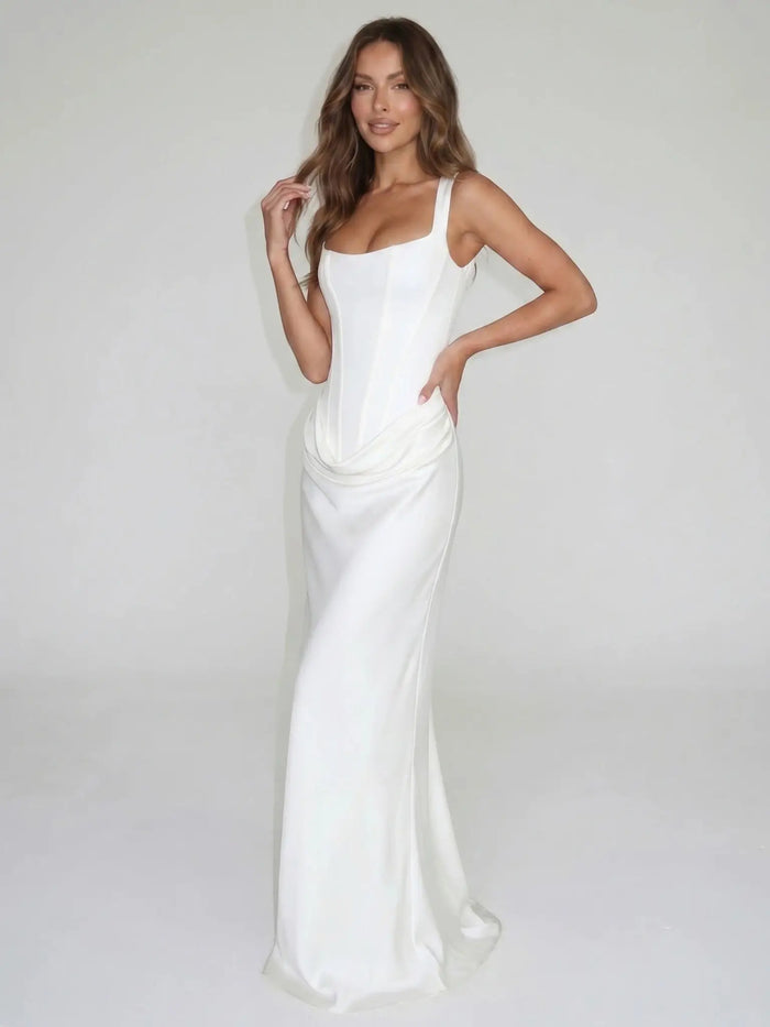 LondonLaneStore women's sleeveless bodycon evening dress with open back, floor-length maxi gown, elegant and fitted for formal occasions.