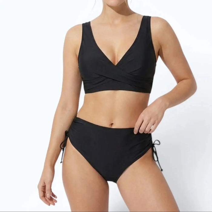 Elegant women's high-waisted bikini from LondonLaneStore, featuring adjustable straps and a flattering fit for summer swimwear.