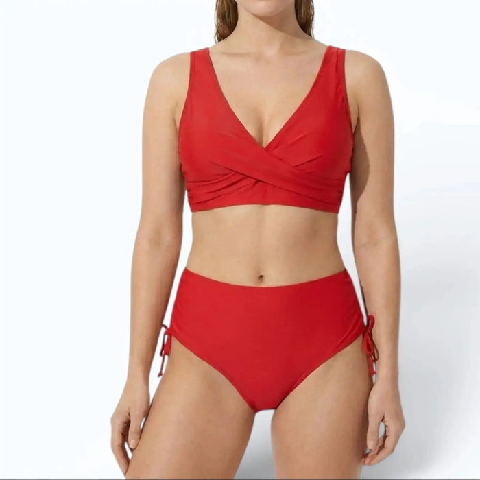 Women's elegant high-waisted bikini from LondonLaneStore featuring flattering fit and adjustable straps for summer swimwear.