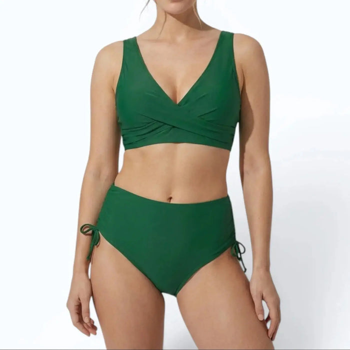 Women's elegant high-waisted bikini from LondonLaneStore, featuring adjustable straps and a flattering design for summer swimwear.