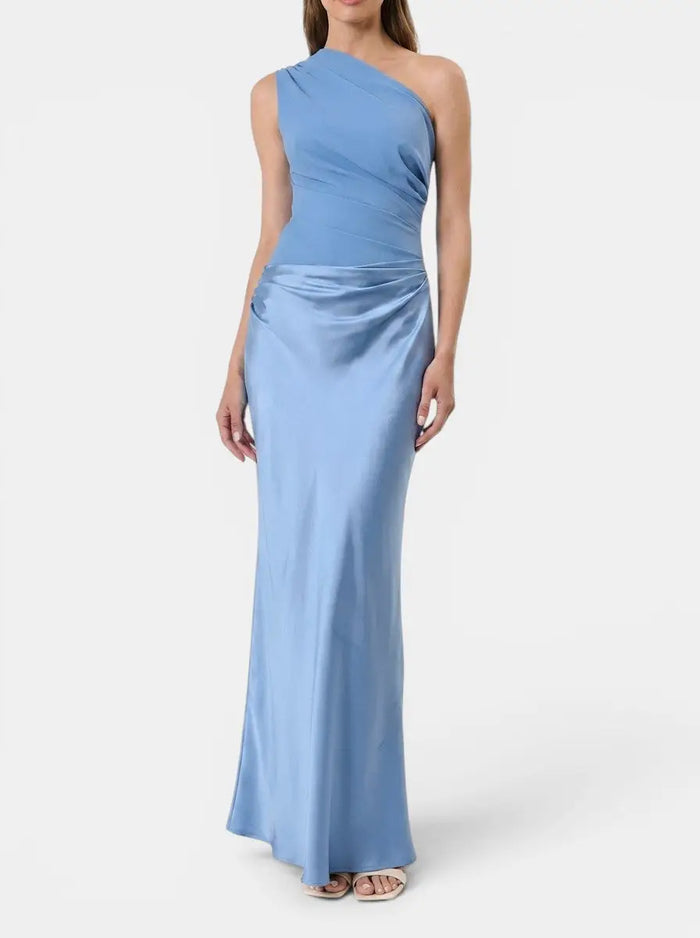 Elegant women's pleated maxi dress with a stylish one-shoulder design, perfect for formal occasions, by LondonLaneStore.