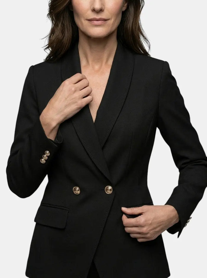 Women's elegant suit set featuring a tailored blazer and straight-leg trousers by LondonLaneStore.