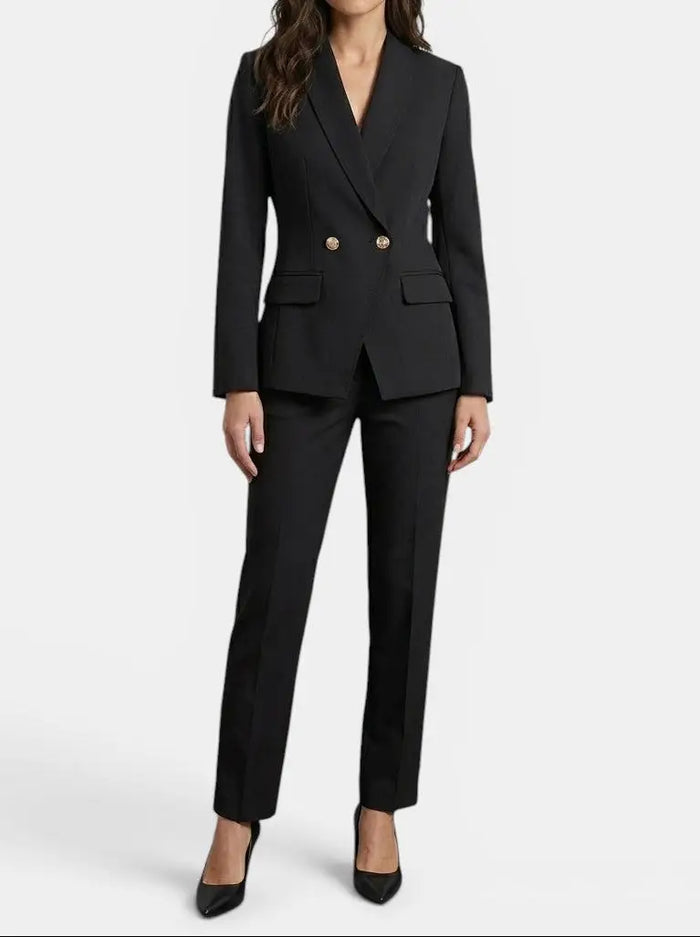 Women's tailored blazer and structured trousers set by LondonLaneStore, perfect for elegant autumn and winter office wear.