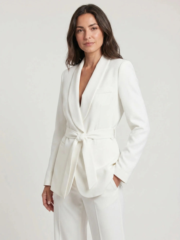 Women's tailored blazer and wide-leg trousers suit set by LondonLaneStore, ideal for spring and summer fashion.