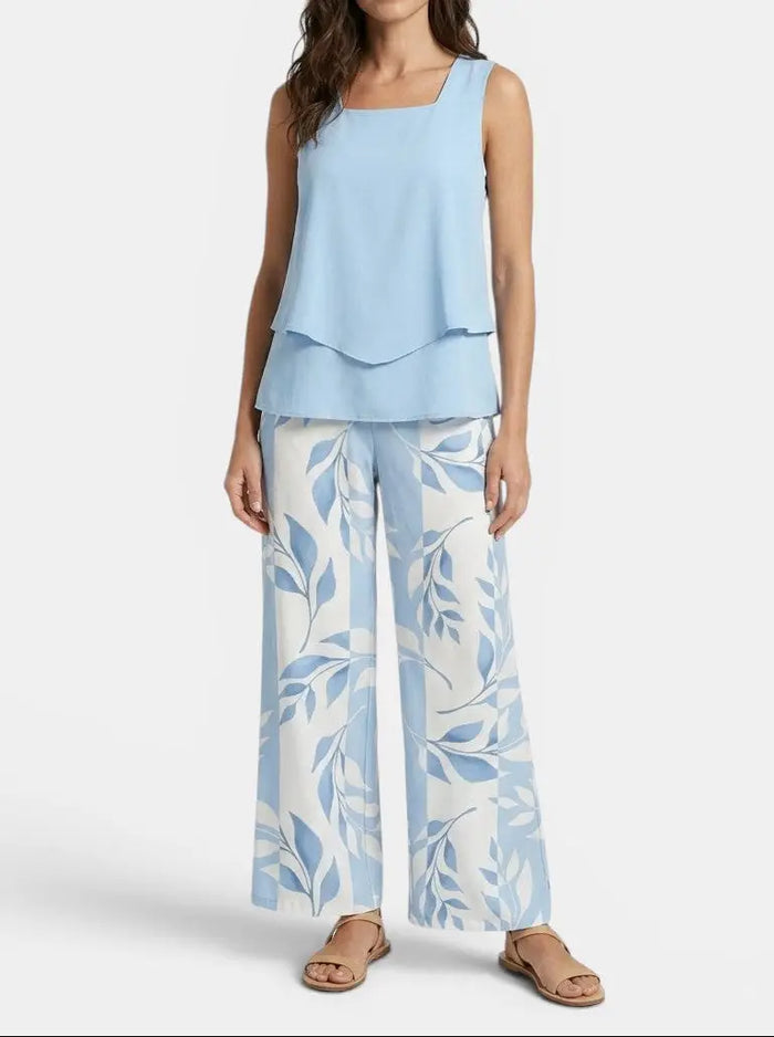 Women’s elegant two-piece set by LondonLaneStore featuring a stylish sleeveless top and straight-leg trousers for spring and summer.