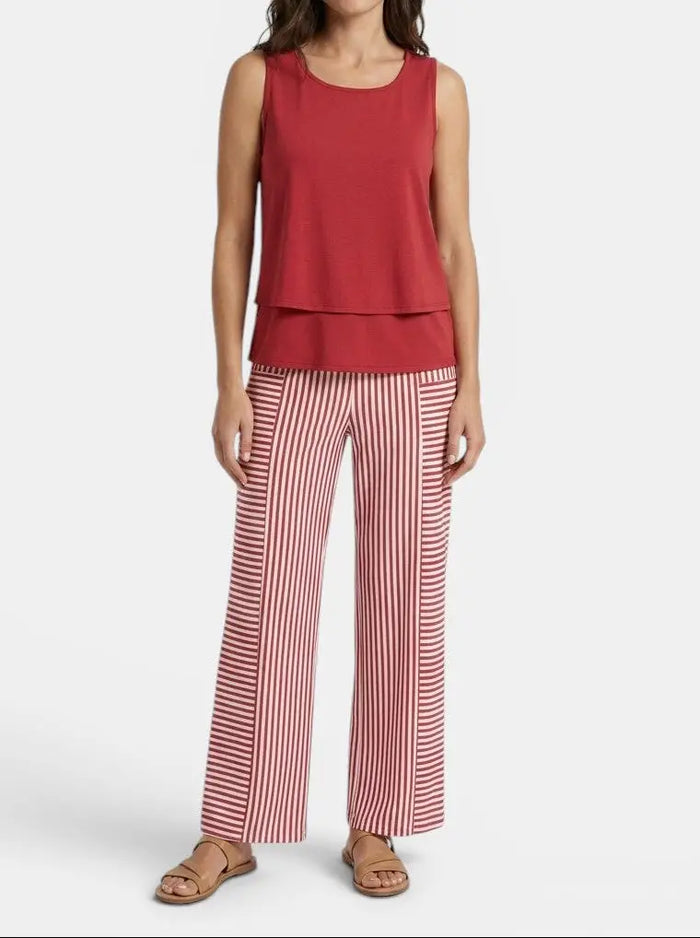 Women's elegant two-piece set with stylish sleeveless top and straight-leg trousers, perfect for spring and summer fashion by LondonLaneStore.