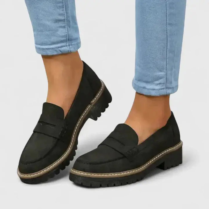 Women's ergonomic leather loafers by LondonLaneStore, classic slip-on shoes with a comfortable fit and stylish design.