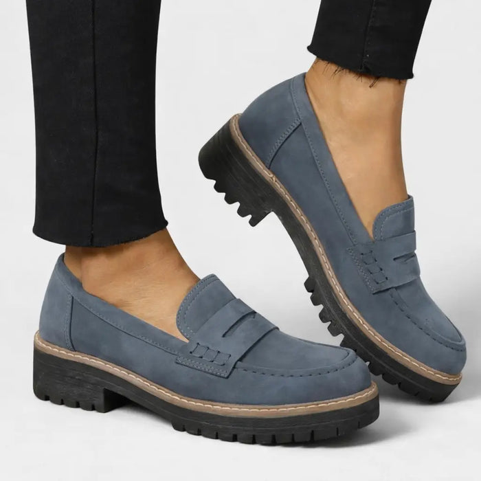 Women's ergonomic leather loafers by LondonLaneStore, classic slip-on shoes with comfortable, stylish design for everyday wear.