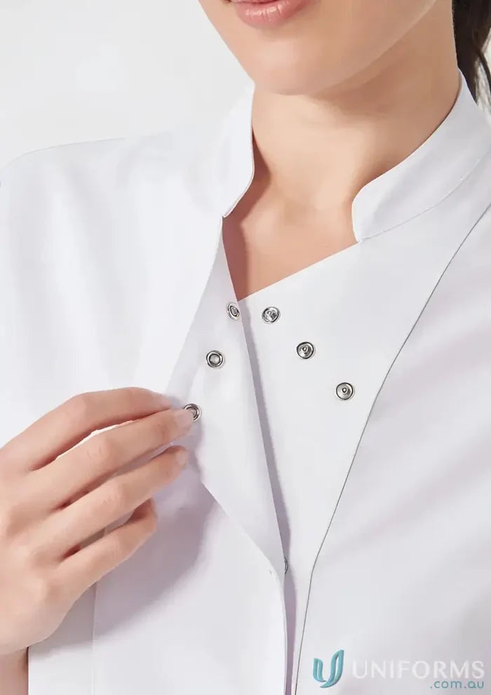Bizcare Women’s Essence Jacket CPT451LS with white medical uniform, durable water repellent