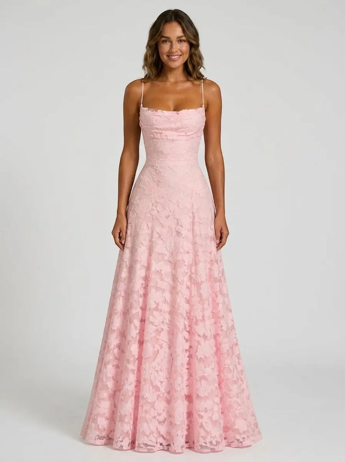 Elegant women's floral brocade maxi dress by LondonLaneStore, featuring a structured design perfect for formal evening events.