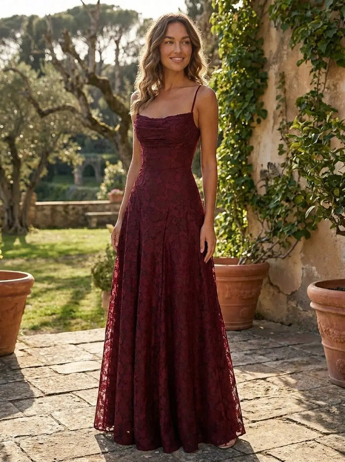 Elegant women's floral brocade maxi dress by LondonLaneStore featuring a structured formal evening gown design.