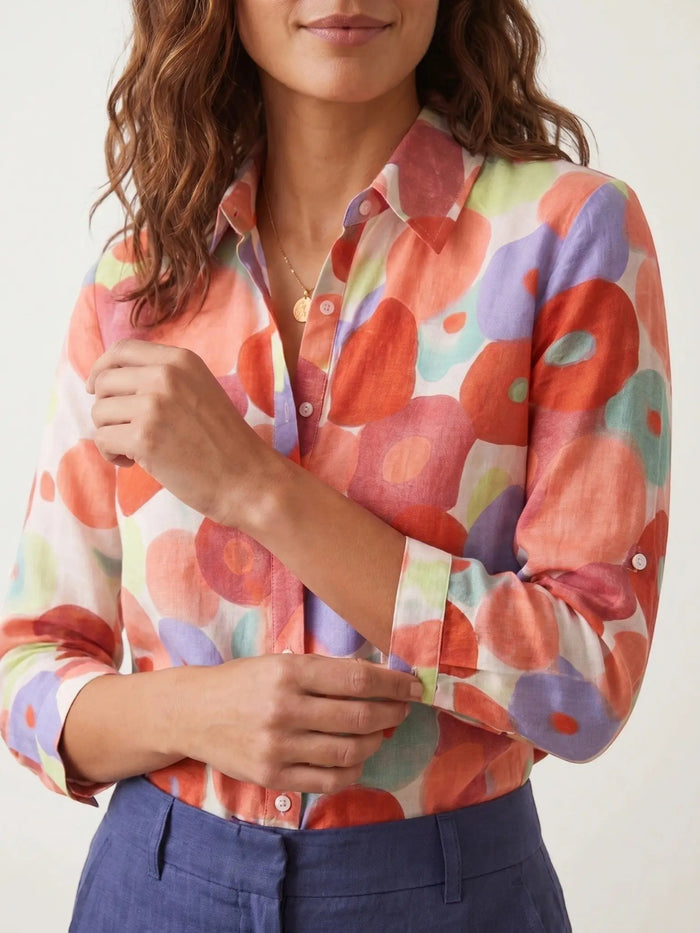 Women's Floral Cotton Blouse | Relaxed Fit Summer Top | Stylish Casual Button-Down LondonLaneStore