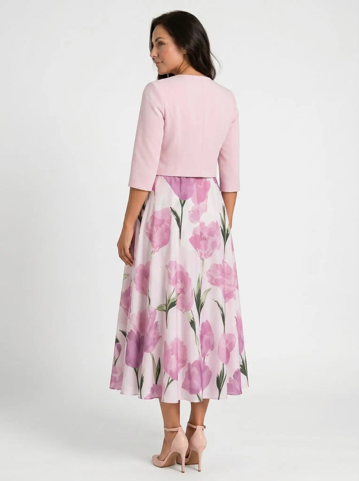 Women's Floral Maxi Dress Set | Elegant Two-Piece Outfit with Cropped Jacket LondonLaneStore