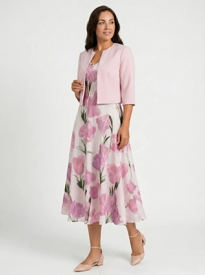 Women's Floral Maxi Dress Set | Elegant Two-Piece Outfit with Cropped Jacket LondonLaneStore