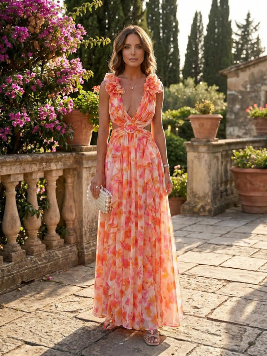 Women's Floral Print Maxi Dress | Elegant Sleeveless Summer Gown LondonLaneStore