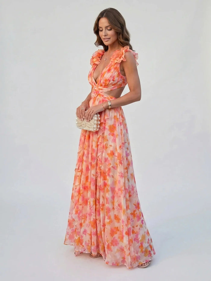 Women's Floral Print Maxi Dress | Elegant Sleeveless Summer Gown LondonLaneStore