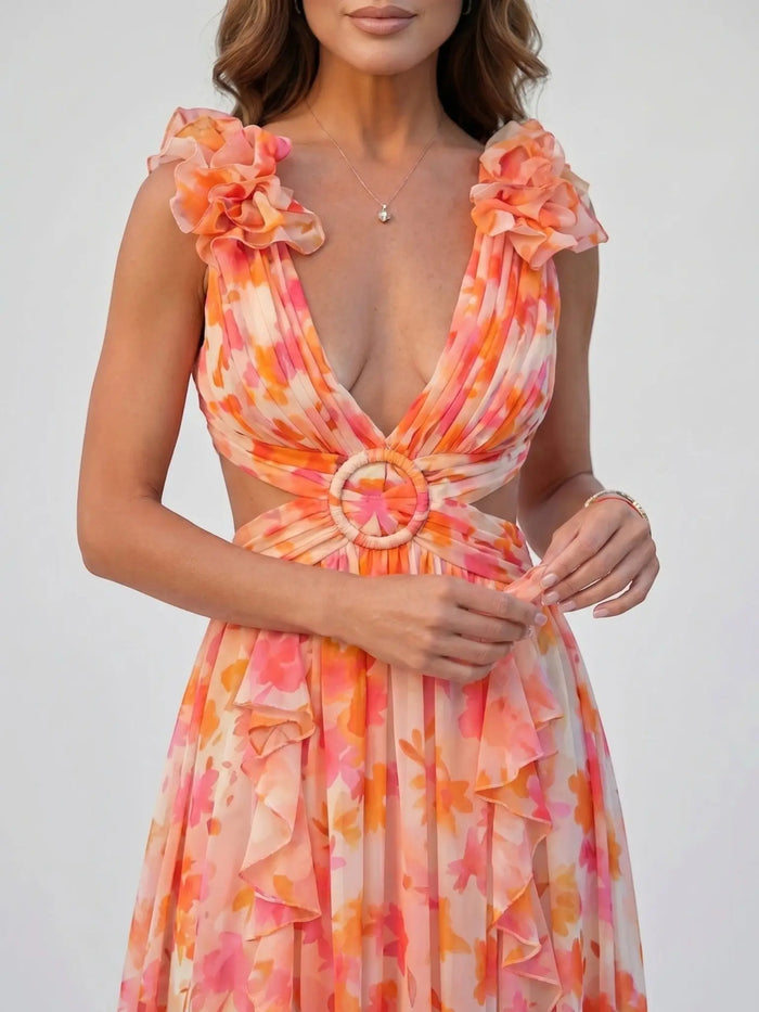 Women's Floral Print Maxi Dress | Elegant Sleeveless Summer Gown LondonLaneStore