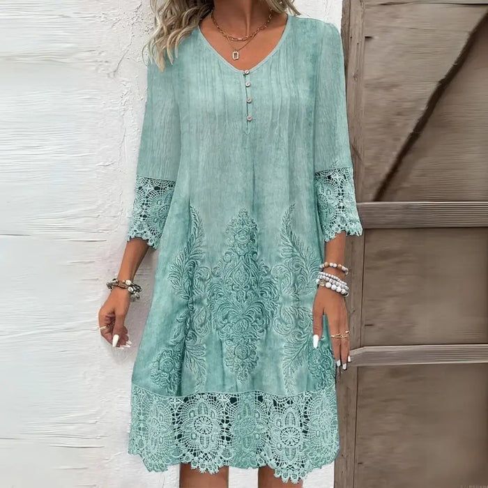 Women's floral print midi dress by LondonLaneStore featuring an elegant structured design with embroidered accents for summer wear.