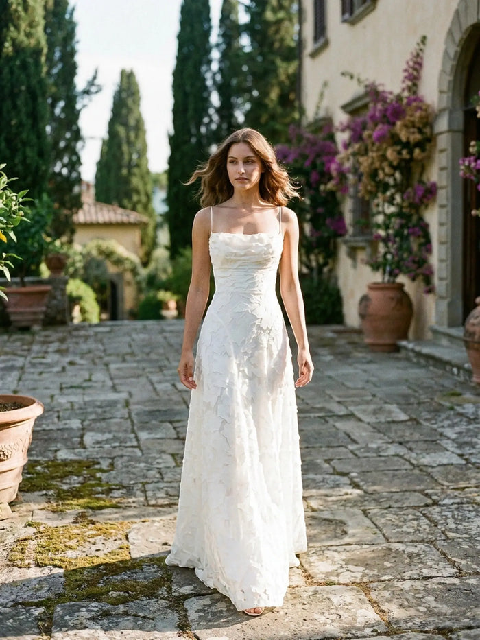Elegant strapless floral textured A-line wedding dress for women, featuring a maxi gown design by LondonLaneStore.