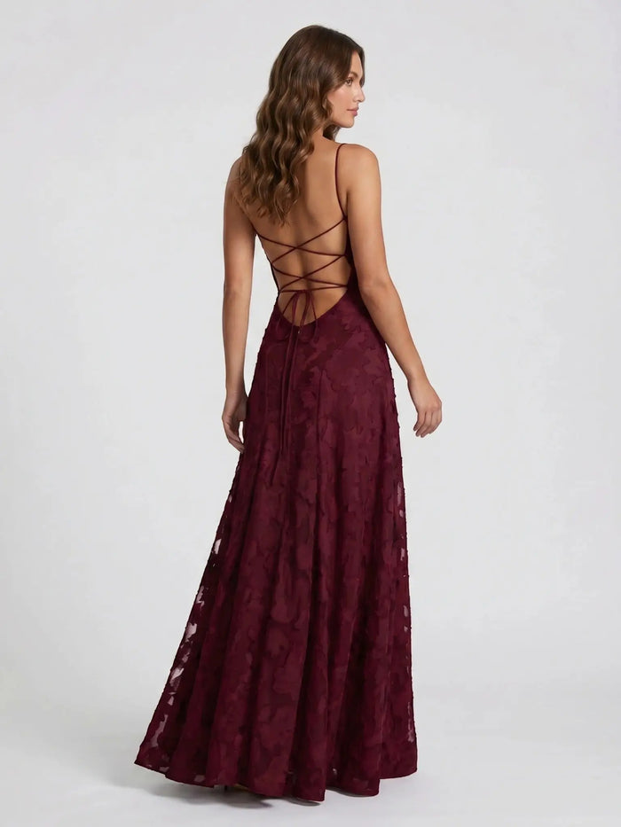 Women's floral textured A-line wedding dress with strapless design, elegant maxi bridal gown by LondonLaneStore.