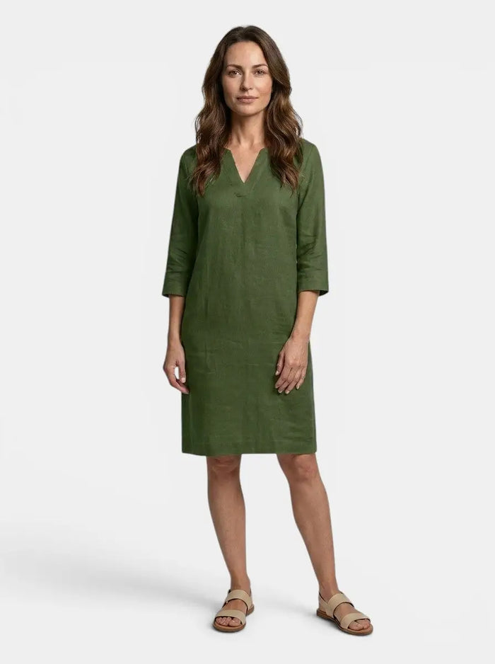 Women's flowing summer dress with elegant V-neck and layered design by LondonLaneStore, perfect for warm weather and casual outings.